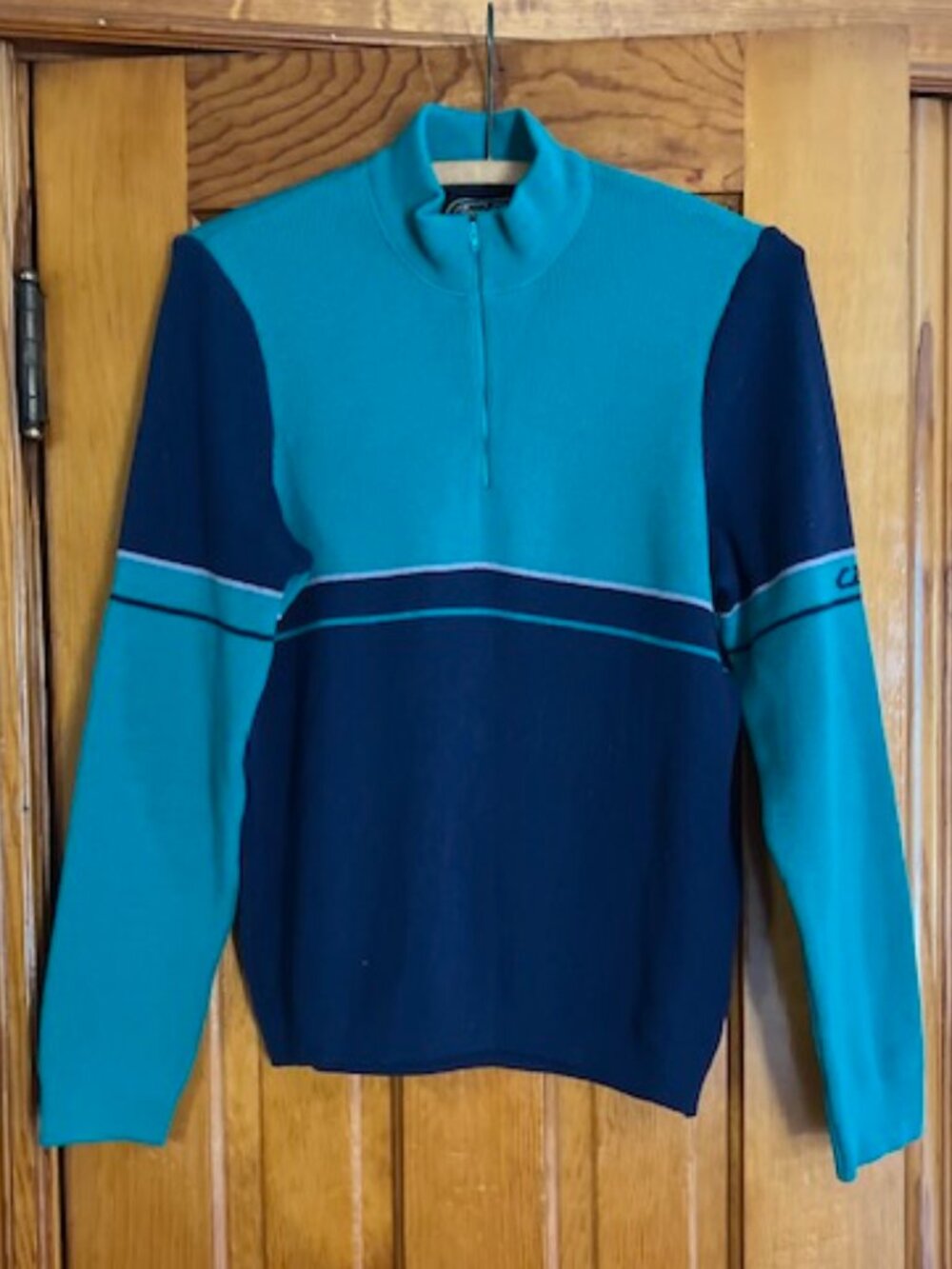 VTG CB Sports Quarter-Zip Knit Retro Colorblocked Ski Sweater Woman Small